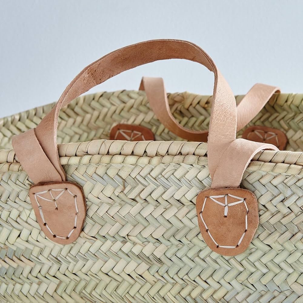 Amazon.com: French Market Basket with Double Flat Leather